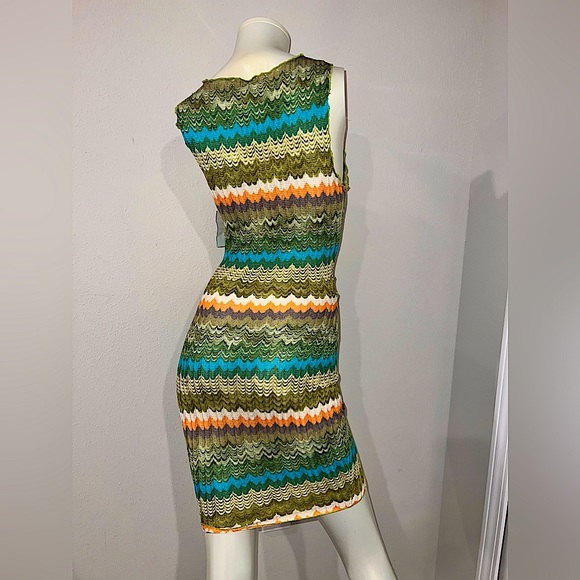 Multi Colored Midi Cutout Tie Front Dress {NEVER WORN} - Picture 2 of 2